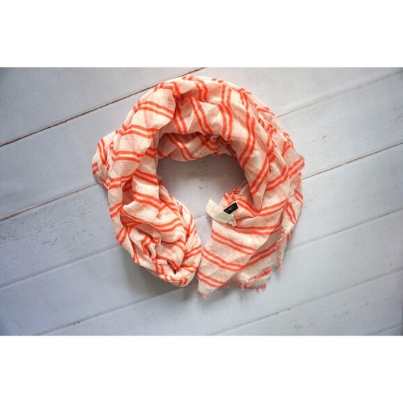 Banana Republic Factory Lightweight Orange & White Striped Scarf - O/S, NWT - Picture 1 of 7